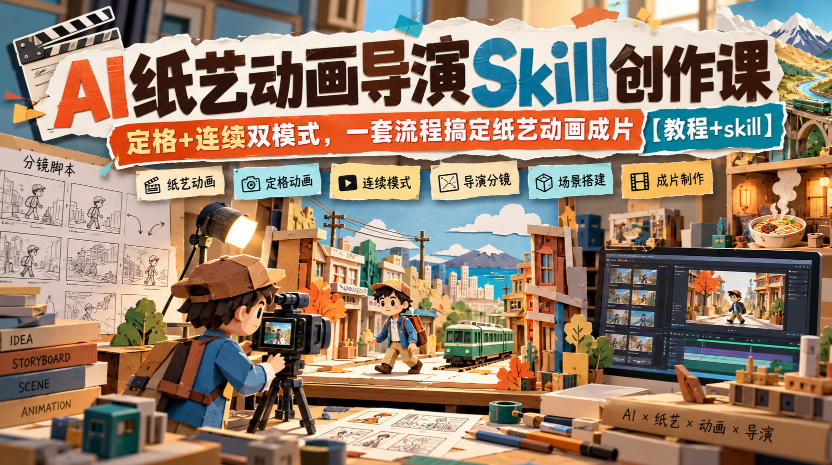 20261021162034774-0e60342bf41cb78d7f34564d06827a92 AI纸艺动画导演Skill创作课|定格+连续双模式,一套流程搞定纸艺动画成片【教程+skill】