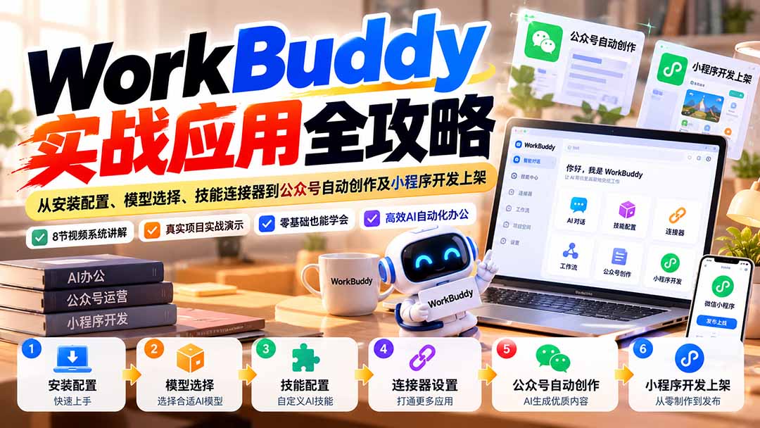 WorkBuddy 实战应用全攻略：从安装配置、模型选择、技能连接器到公众号自动创作及小程序开发上架-优优云创网
