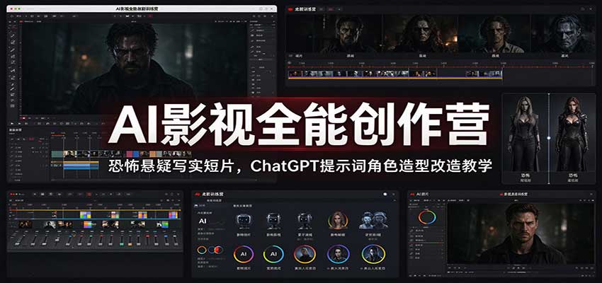 AI影视全能创作营：恐怖悬疑写实短片，ChatGPT提示词角色造型改造教学-优优云创网