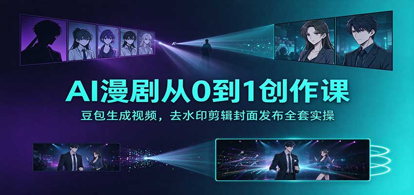 AI漫剧从0到1创作课：豆包生成视频，去水印剪辑封面发布全套实操-优优云创网