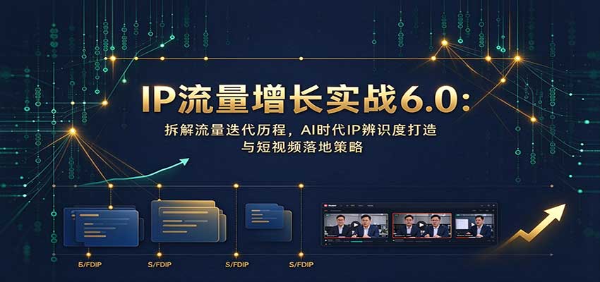 IP流量增长实战6.0：拆解流量迭代历程，AI时代IP辨识度打造与短视频落地策略-优优云创网