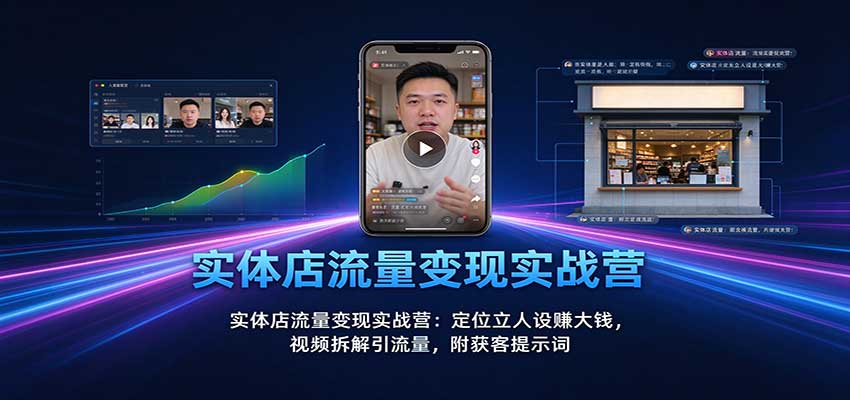 实体店流量变现实战营：定位立人设赚大钱，视频拆解引流量，附获客提示词-优优云创网
