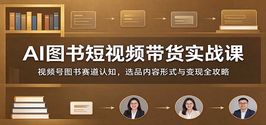 AI图书短视频带货实战课：视频号图书赛道认知，选品内容形式与变现全攻略-优优云创网