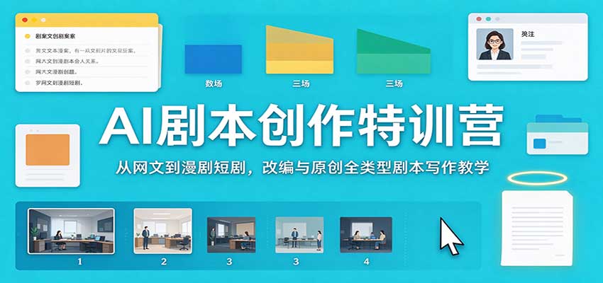 AI剧本创作特训营：从网文到漫剧短剧，改编与原创全类型剧本写作教学-优优云创网