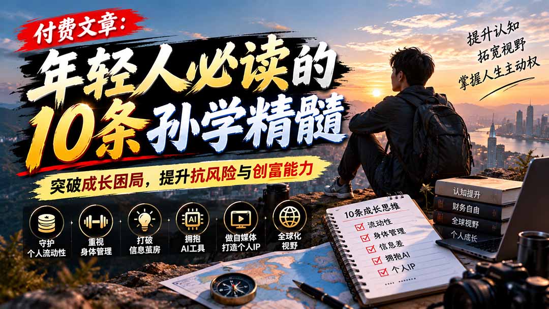 付费文章：年轻人必读的10条孙学精髓，突破成长困局，提升抗风险与创富能力-优优云创网