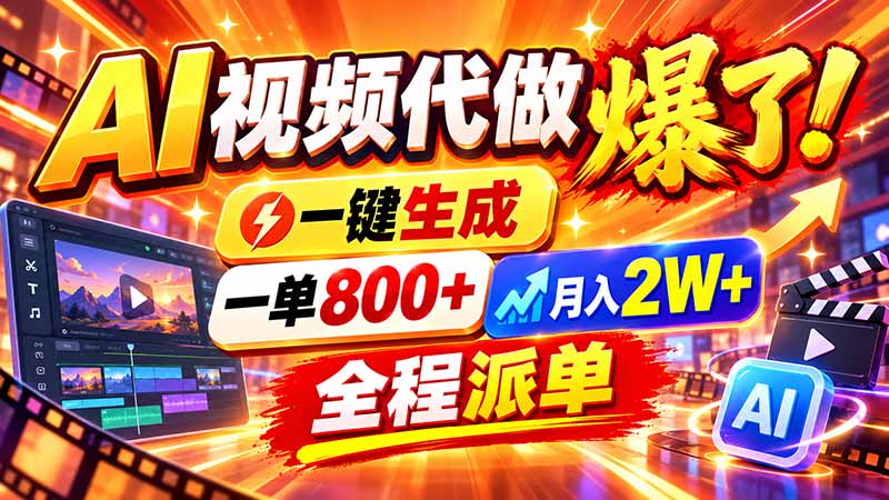 2026年底新赛道，AI视频代做一单800+，小白可做，告别打工-优优云创网