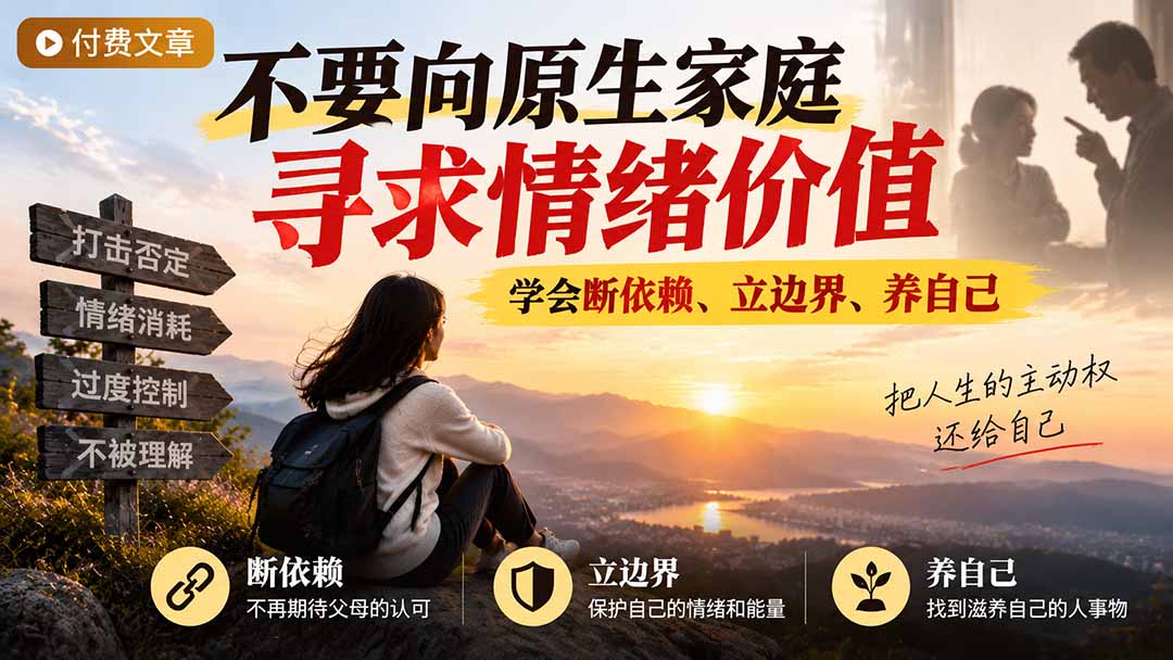 付费文章：不要向原生家庭寻求情绪价值，学会断依赖、立边界、养自己-优优云创网