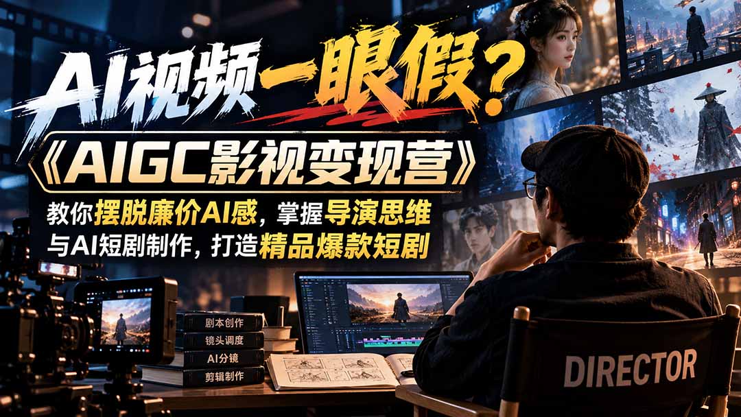 【无水印】AI视频一眼假？《AIGC影视变现营》教你摆脱廉价AI感，掌握导演思维与AI短剧制作，打造精品爆款短剧-优优云创网
