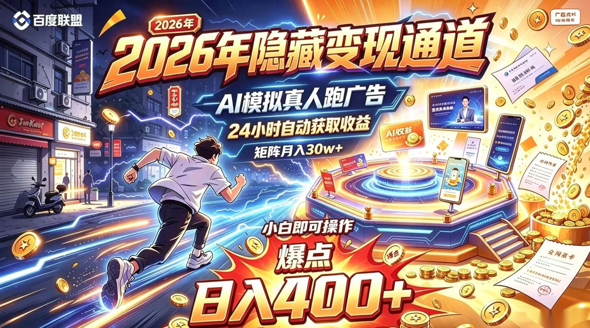 2026年别死磕自媒体,隐藏变现通道,AI模拟真人自动跑广告,小白即可操作,日入400+,矩阵月入可达到30w+【揭秘】-优优云创网