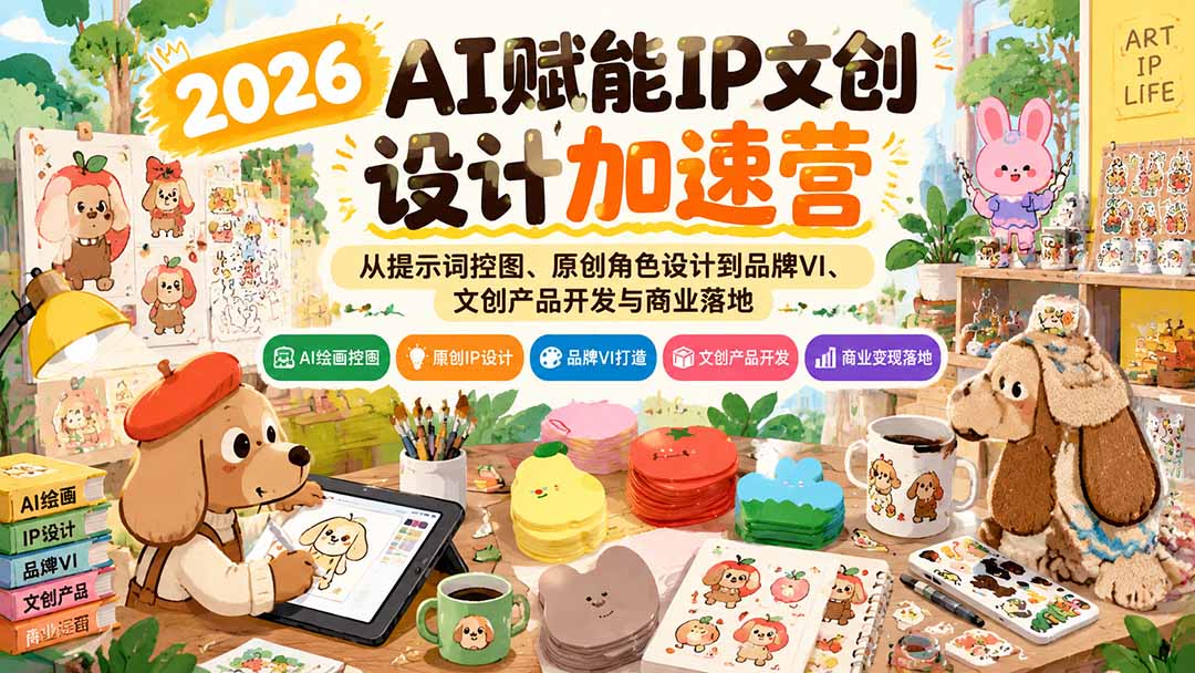 2026AI赋能IP文创设计加速营:从提示词控图、原创角色设计到品牌VI、文创产品开发与商业落地-优优云创网