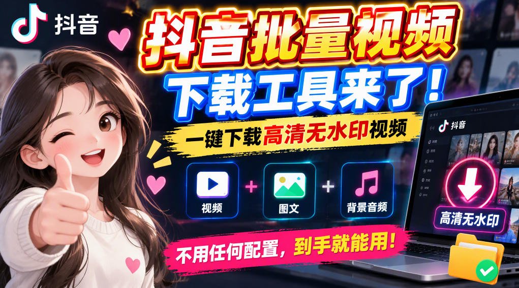 抖音批量视频下载工具，一键下载高清无水印视频，到手就能用-优优云创网