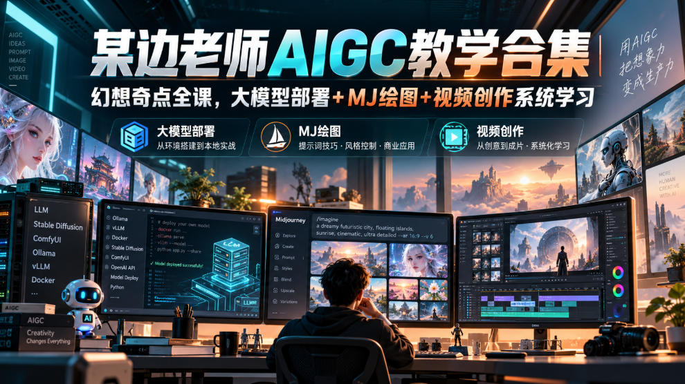某边老师AIGC教学合集｜幻想奇点全课，大模型部署+MJ绘图+视频创作系统学习-优优云创网