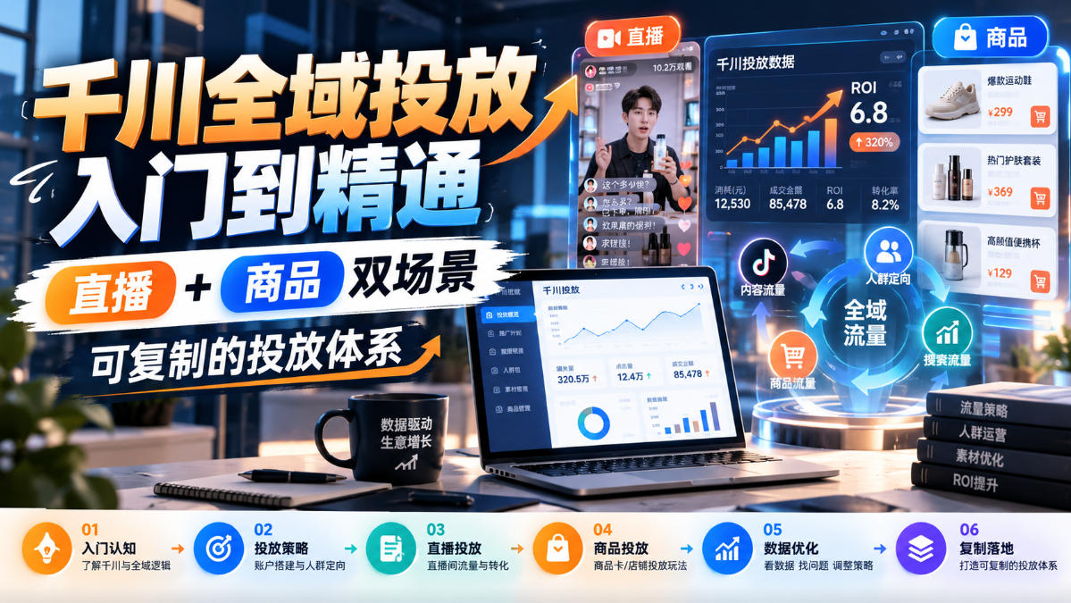 千川全域投放入门到精通,直播+商品双场景,可复制的投放体系(更新1026)-优优云创网