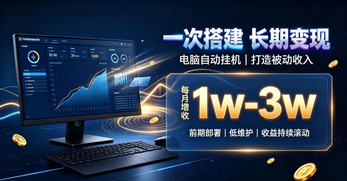 一份投入长期收益,电脑自动挂G类目,搭建被动收入每月增收1w-3w【揭秘】-优优云创网