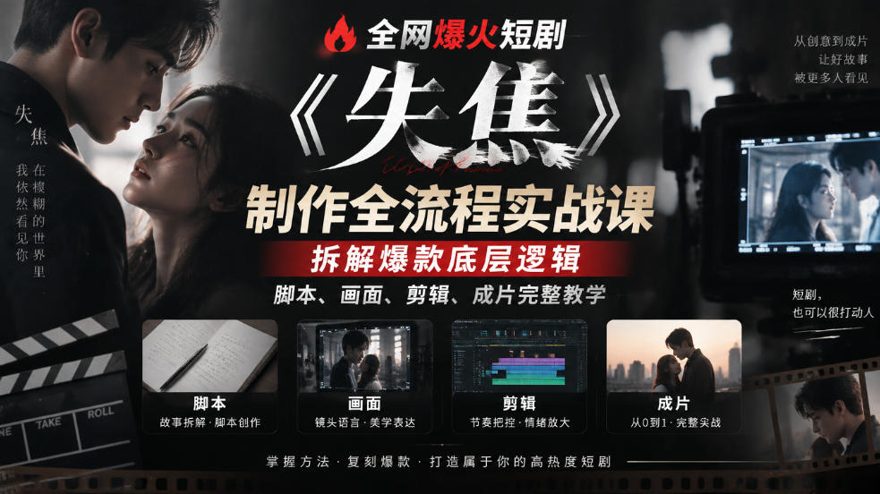 20261030124731259-9efca176e9c589c09f2ef008be64afc2 全网爆火短剧《失焦》制作全流程实战课|拆解爆款底层逻辑,脚本、画面、剪辑、成片完整教学