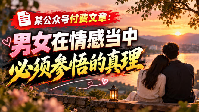 某公众号付费文章：男女在情感当中必须参悟的真理-优优云创网