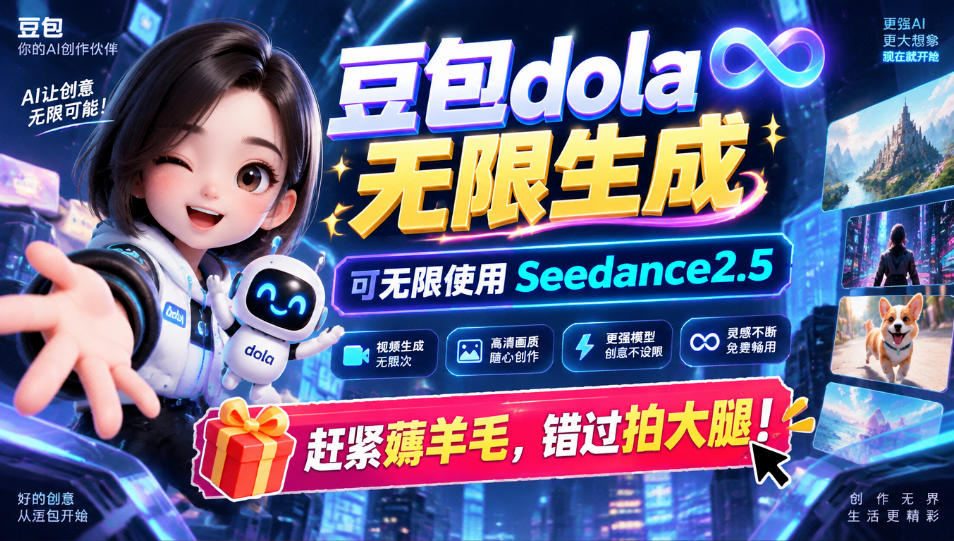 20261030165033303-8559763dc2f640ac50efb0c5f606a1c5 1029最新豆包dola无限生成技术,可以无限生成sseedance2.5,赶紧薅羊毛,和谐拍大腿