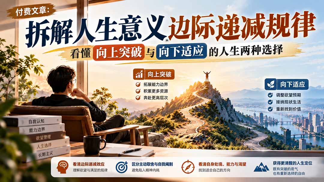 付费文章:拆解人生意义边际递减规律,看懂向上突破与向下适应的人生两种选择-优优云创网