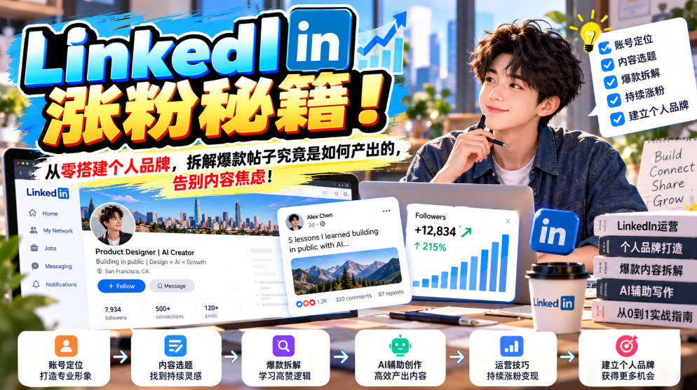 LinkedIn涨粉秘籍！从零搭建个人品牌，拆解爆款帖子究竟是如何产出的，告别内容焦虑！【原创双语字幕】-优优云创网