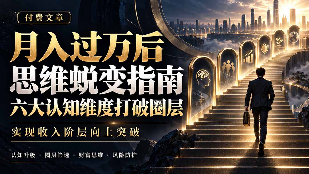 付费文章：月入过万后思维蜕变指南，六大认知维度打破圈层，实现收入阶层向上突破-优优云创网