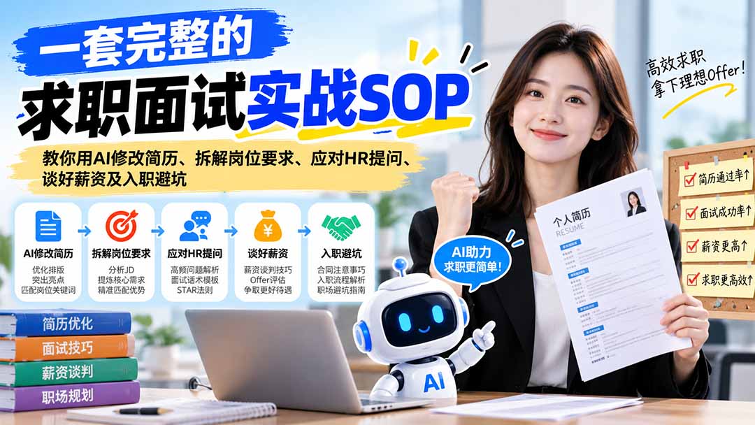 一套完整的求职面试实战SOP：教你用AI修改简历、拆解岗位要求、应对HR提问、谈好薪资及入职避坑-优优云创网