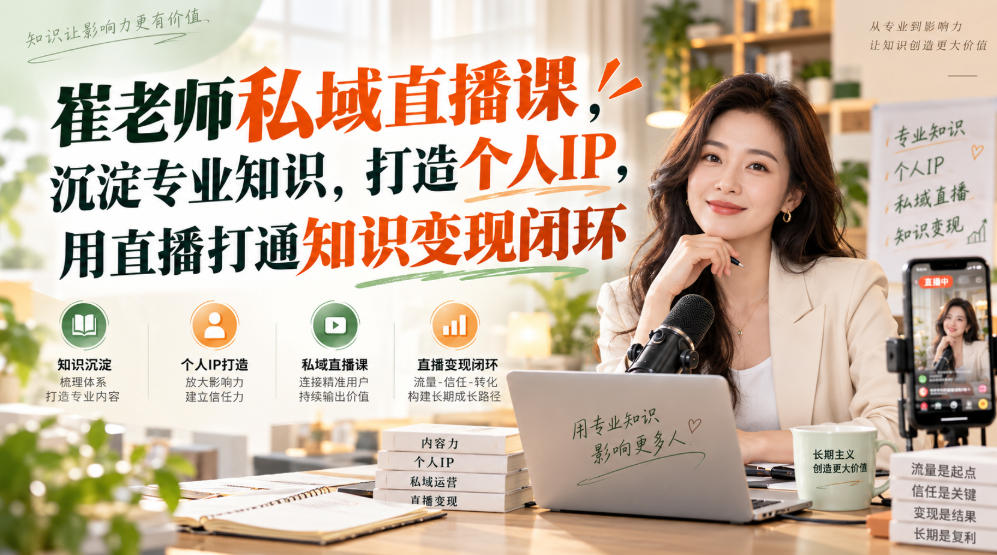 崔老师私域直播课，沉淀专业知识，打造个人IP，用直播打通知识变现闭环-优优云创网