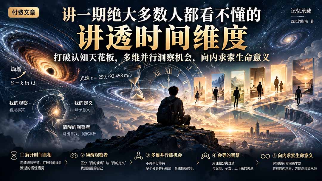 付费文章:讲一期绝大多数人都看不懂的,讲透时间维度,打破认知天花板,多维并行洞察机会,向内求索生命意义-优优云创网
