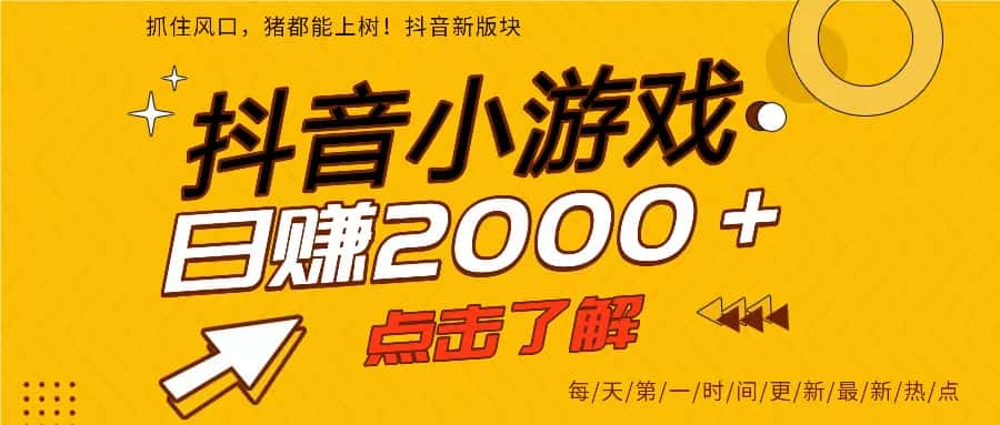 （16831期）25年爆火的抖音小游戏项目，一部手机日入2000➕-优优云创网