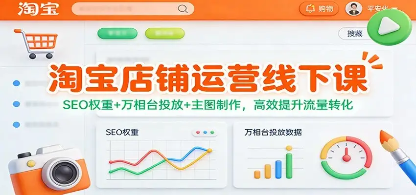 【精】淘宝店铺运营线下课:SEO权重+万相台投放+主图制作,高效提升流量转化 【精】淘宝店铺运营线下课:SEO权重+万相台投放+主图制作,高效提升流量转化