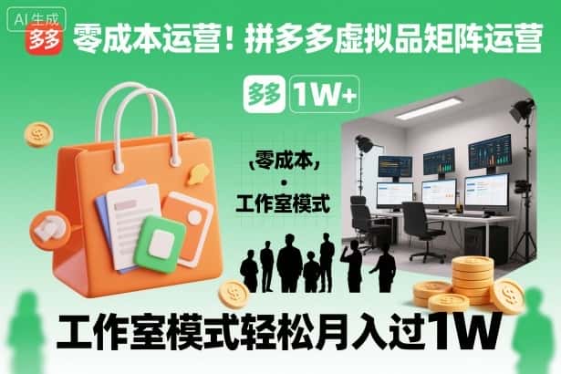 零成本运营!拼多多虚拟品矩阵运营,工作室模式轻松月入过1W 零成本运营!拼多多虚拟品矩阵运营,工作室模式轻松月入过1W