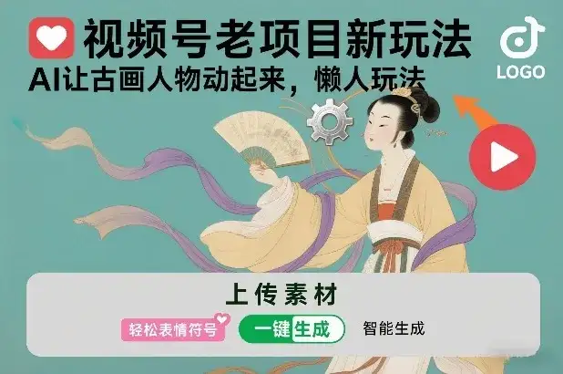 视频号老项目新玩法，AI让古画人物动起来，懒人玩法，附详细教程-优优云创网