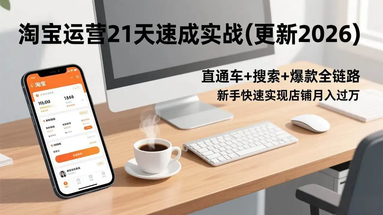 (17201期)淘宝运营21天速成实战(更新2026),直通车+搜索+爆款全链路,新手快速实现店铺月入过万-优优云创网