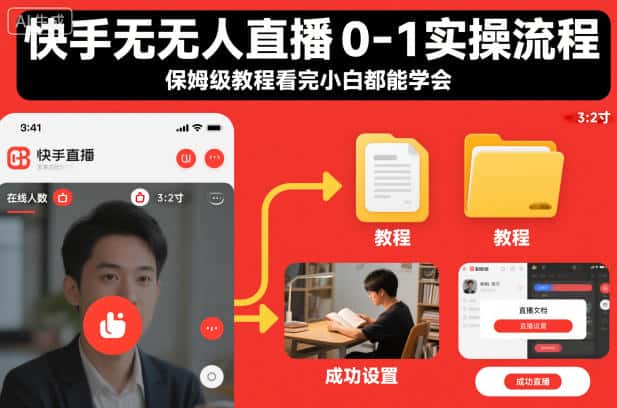 快手无人直播0-1实操流程，保姆级教程看完小白都能学会-优优云创网