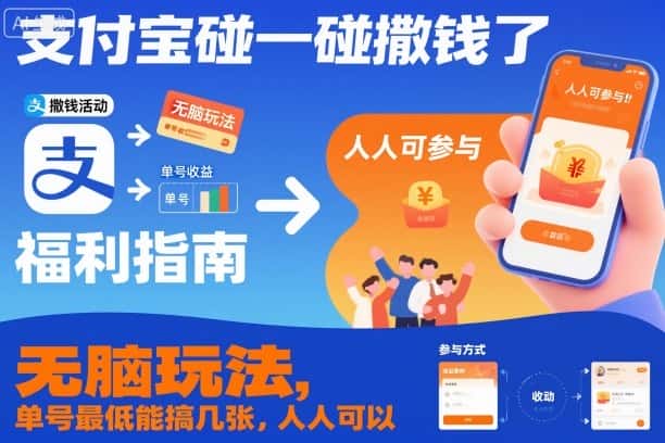支付宝碰一碰撒钱了，无脑玩法，单号最低能搞几张，人人可以撸【揭秘】-优优云创网