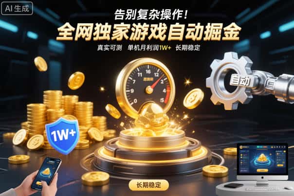 告别复杂操作!全网独家游戏自动掘金,真实可测,单机月利润1W+,长期稳定【揭秘】 告别复杂操作!全网独家游戏自动掘金,真实可测,单机月利润1W+,长期稳定【揭秘】