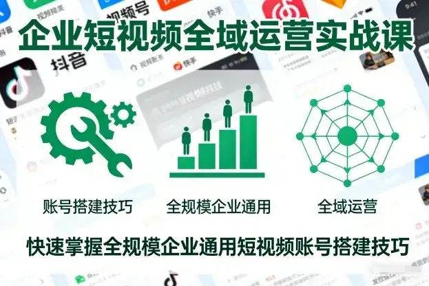 【精】企业短视频全域运营实战课，快速掌握全规模企业通用短视频账号搭建技巧-优优云创网