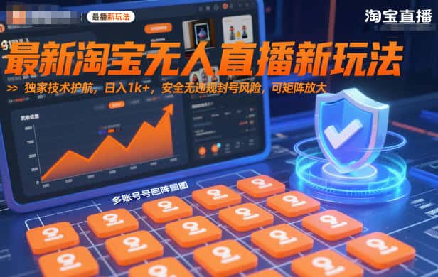 最新淘宝无人直播新玩法,独家技术护航,日入1k+,安全无违规封号风险,可矩阵放大【揭秘】 最新淘宝无人直播新玩法,独家技术护航,日入1k+,安全无违规封号风险,可矩阵放大【揭秘】