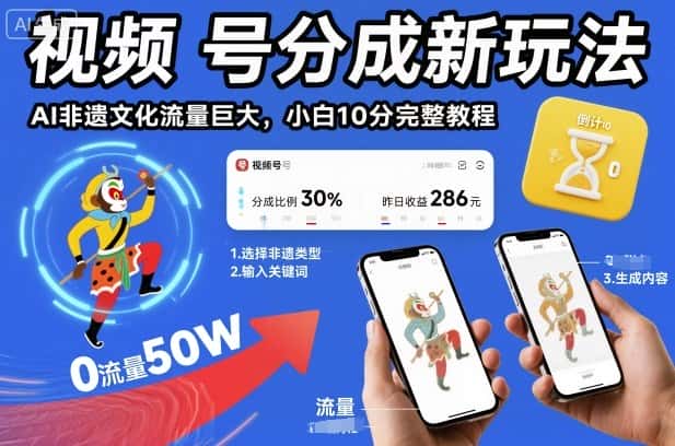 视频号分成新玩法，AI非遗文化流量巨大，小白10分钟搞定，完整教程-优优云创网