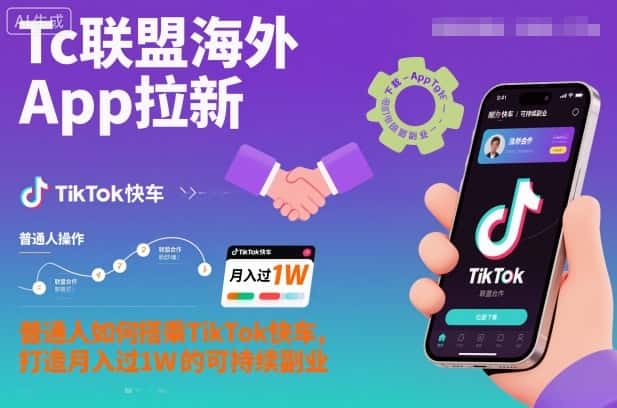 Tc联盟海外App拉新：普通人如何搭乘TikTok快车，打造月入过1W的可持续副业-优优云创网