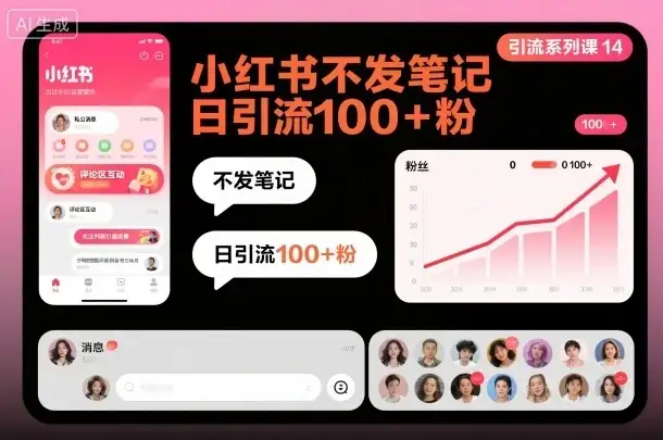引流系列课14：小红书不发笔记日引流100+粉-优优云创网