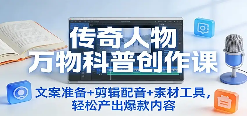 传奇人物万物科普创作课:文案准备+剪辑配音+素材工具,轻松产出爆款内容 传奇人物万物科普创作课:文案准备+剪辑配音+素材工具,轻松产出爆款内容