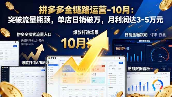 (16462期)拼多多全链路运营-10月:突破流量瓶颈,单店日销破万,月利润达3-5万元 (16462期)拼多多全链路运营-10月:突破流量瓶颈,单店日销破万,月利润达3-5万元