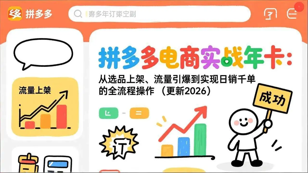 (17146期)拼多多电商实战年卡:从选品上架、流量引爆到实现日销千单的全流程操作(更新2026) (17146期)拼多多电商实战年卡:从选品上架、流量引爆到实现日销千单的全流程操作(更新2026)