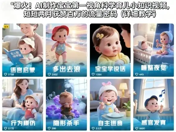 【精】爆火!AI制作宝宝第一视角科学育儿小知识视频,短短两月获赞百万的流量密码(详细教学) 【精】爆火!AI制作宝宝第一视角科学育儿小知识视频,短短两月获赞百万的流量密码(详细教学)