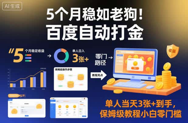 5个月稳如老狗!百度自动打金,单人当天3张+到手,保姆级教程小白零门槛【揭秘】 5个月稳如老狗!百度自动打金,单人当天3张+到手,保姆级教程小白零门槛【揭秘】