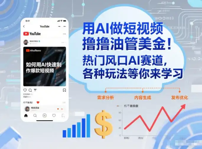 用AI做短视频撸油管美金,热门风口AI赛道,你不做我做,各种玩法等你来学习 用AI做短视频撸油管美金,热门风口AI赛道,你不做我做,各种玩法等你来学习