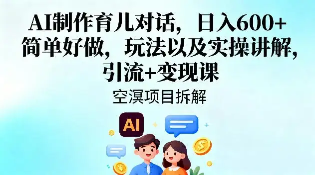 AI制作育儿对话,日入6张+,简单好做,玩法以及实操讲解,引流+变现课 AI制作育儿对话,日入6张+,简单好做,玩法以及实操讲解,引流+变现课