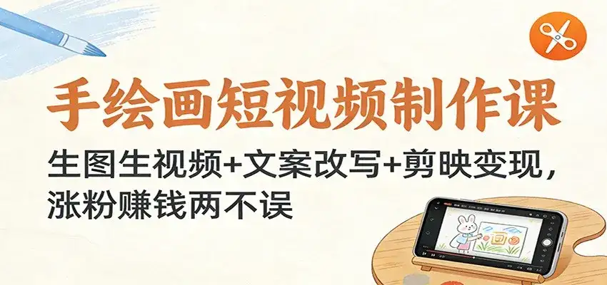 手绘画短视频制作课:生图生视频+文案改写+剪映变现,涨粉赚钱两不误 手绘画短视频制作课:生图生视频+文案改写+剪映变现,涨粉赚钱两不误
