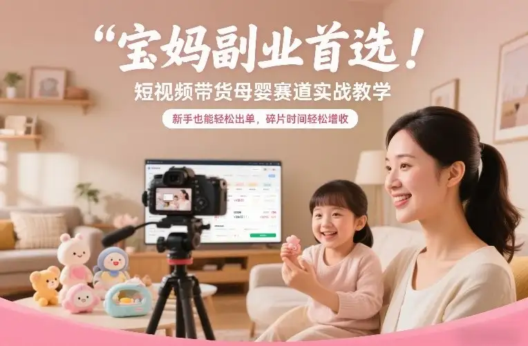 【精】宝妈副业首选!短视频带货母婴赛道实战教学,新手也能轻松出单,碎片时间轻松增收-优优云创网