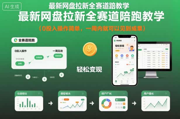 最新网盘拉新全赛道陪跑教学，0投入操作简单，一周内就可以见到成果-优优云创网